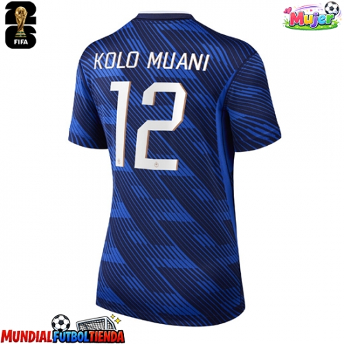 Camiseta Francia Randal Kolo Muani #12 Primera Equipación Replica Mundial 2026 para mujer mangas cortas